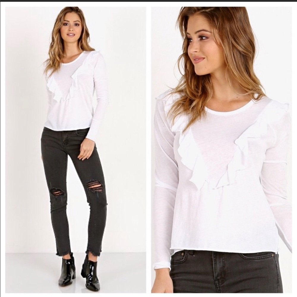Wildfox Lucienne Long Sleeve Ruffle Top